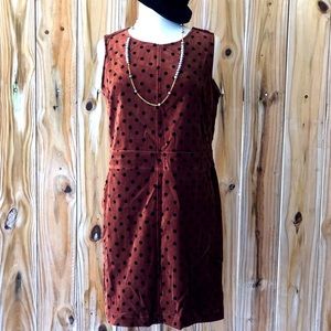 Organic Cotton Thought Polka Dot Russet Brown and Black Velvet Sheath Dress